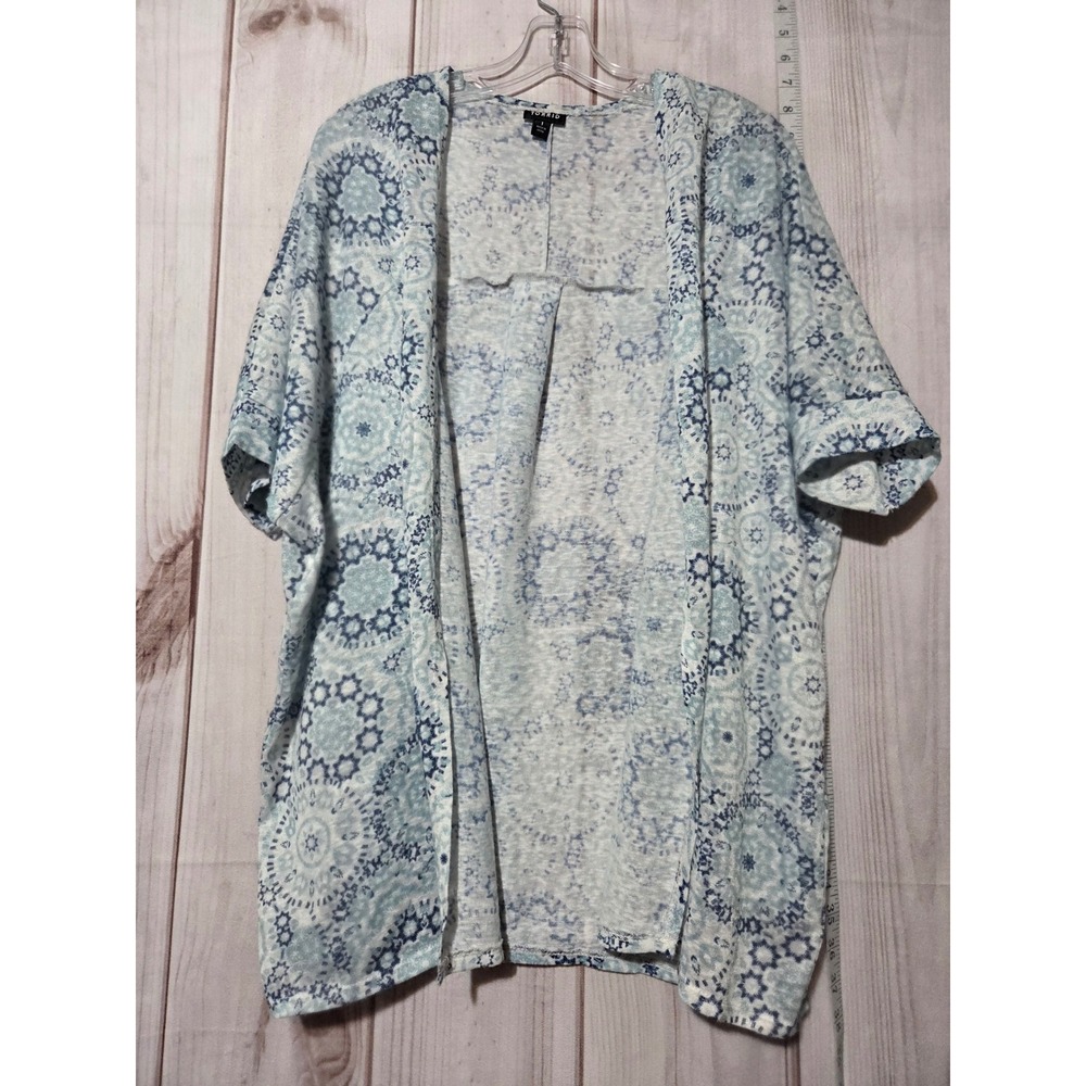 Torrid Ladies 1x Blue White Floral Print Open Front Kimono‎ Cover Up Plus Size